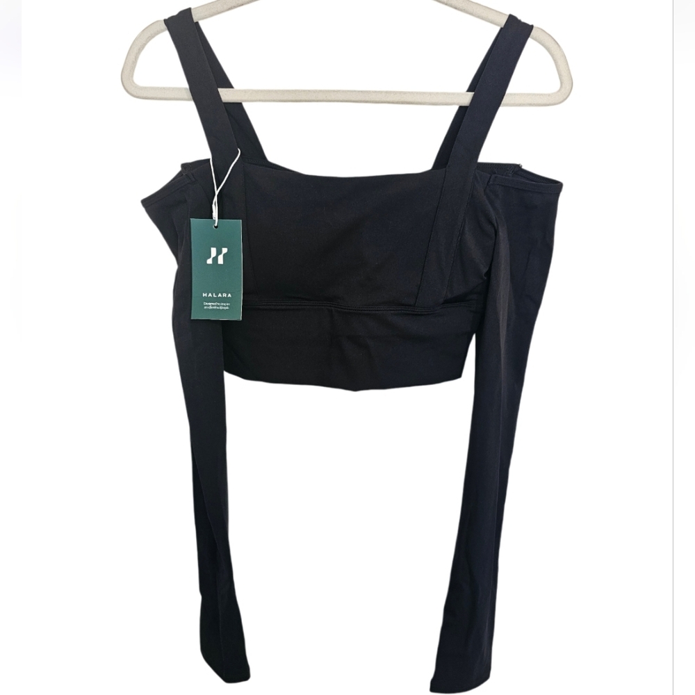 Halara off the shoulder black long sleeve crop top